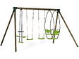 HABITAT ET JARDIN - Portique bois "Nelio" - Avec 2 balançoires , 1 vis-à-vis et 1 nacelle. - vignette