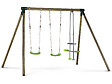 HABITAT ET JARDIN - Portique bois "Lana" - Avec 2 balançoires et 1 vis-à-vis. - vignette