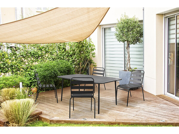 HABITAT ET JARDIN - Table jardin en métal "Bilbao" - 150 x 90 x 71 cm - Gris - large