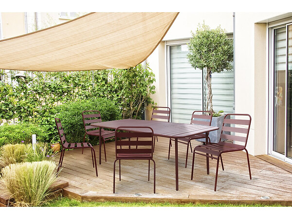 HABITAT ET JARDIN - Table jardin en métal "Bilbao" - 180 x 90 x 71 cm - Terracotta - large