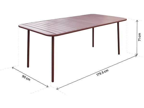 HABITAT ET JARDIN - Table jardin en métal "Bilbao" - 180 x 90 x 71 cm - Terracotta - large