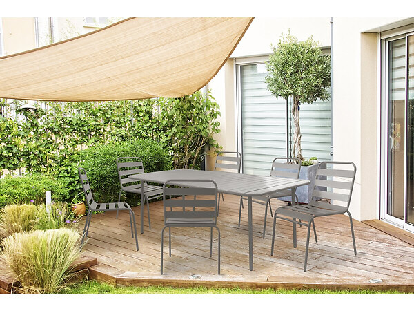 HABITAT ET JARDIN - Table jardin en métal "Bilbao" - 180 x 90 x 71 cm - Taupe - large