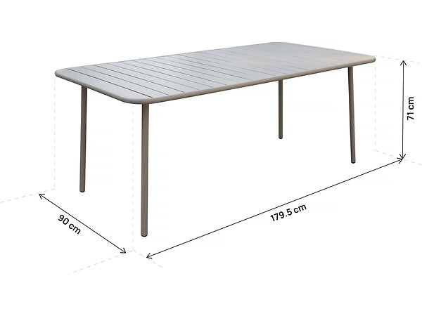 HABITAT ET JARDIN - Table jardin en métal "Bilbao" - 180 x 90 x 71 cm - Taupe - large