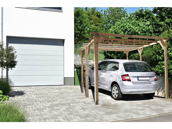 HABITAT ET JARDIN - Carport voiture en bois "Solar II" 3 x 5 x 2.4 - large