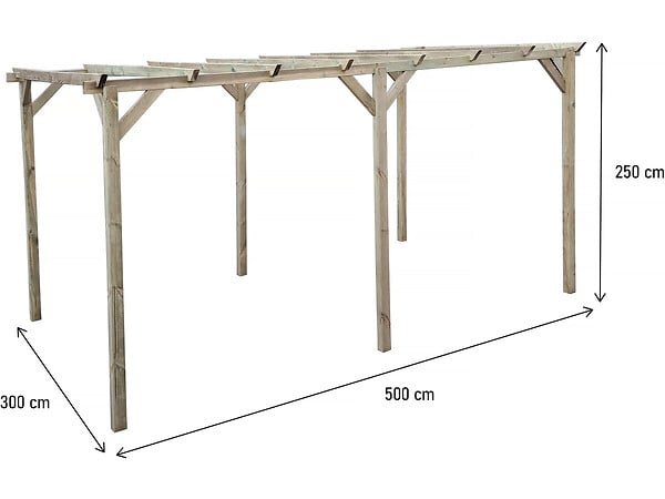 HABITAT ET JARDIN - Carport voiture en bois "Solar II" 3 x 5 x 2.4 - large