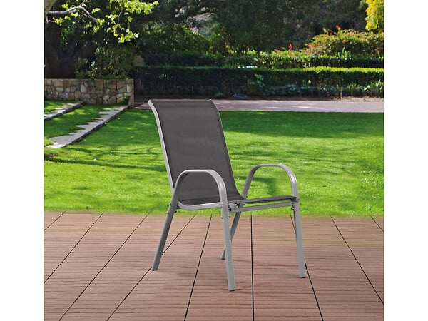 HABITAT ET JARDIN - Fauteuil jardin Textilène "Cordoba" - Phoenix - Gris foncé/Argenté - Lot de 4 - large