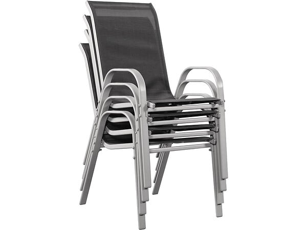 HABITAT ET JARDIN - Fauteuil jardin Textilène "Cordoba" - Phoenix - Gris foncé/Argenté - Lot de 4 - large