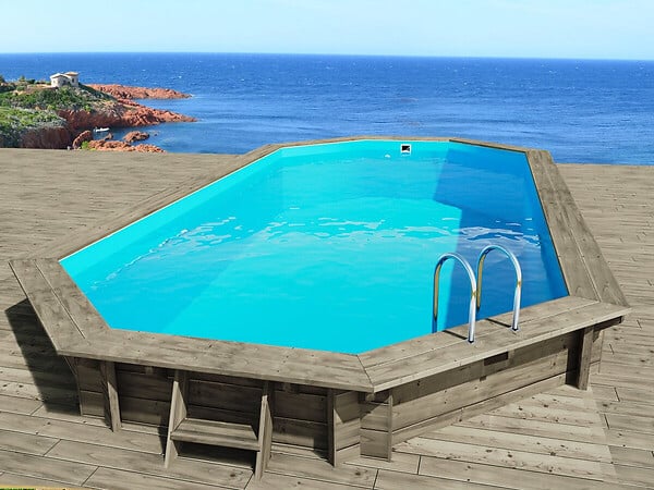 HABITAT ET JARDIN - Piscine bois " Sevilla " - 8.57 x 4.57 x 1.45 m + Pompe à chaleur - Puissance 6.1 kW - large