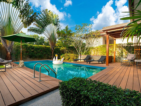 HABITAT ET JARDIN - Piscine bois rectangle " Panama "- 6.20 x 4.10 x 1.45 m + Pompe à chaleur - Puissance 6.1 kW - large