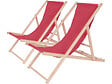 HABITAT ET JARDIN - Lot de 2 transat en bois "Chilienne" - 107 x 56.5 x 81 cm - Rouge - vignette