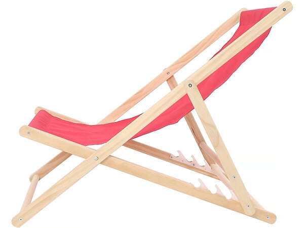 HABITAT ET JARDIN - Lot de 2 transat en bois "Chilienne" - 107 x 56.5 x 81 cm - Rouge - large