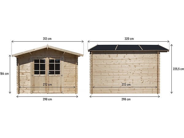 HABITAT ET JARDIN - Abri de jardin bois 9.4 m² "Lys" - 320 x 298 x 225 cm - 28 mm - large