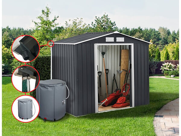 HABITAT ET JARDIN - Gouttière pour abri de jardin en métal et garage de 13 à 18.5m2 - large