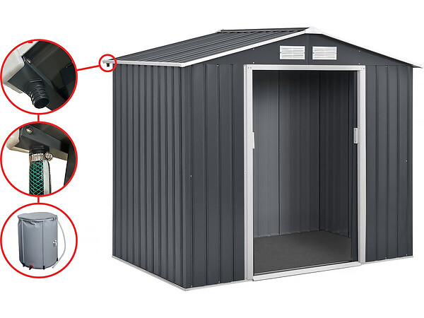HABITAT ET JARDIN - Gouttière pour abri de jardin en métal et garage de 13 à 18.5m2 - large