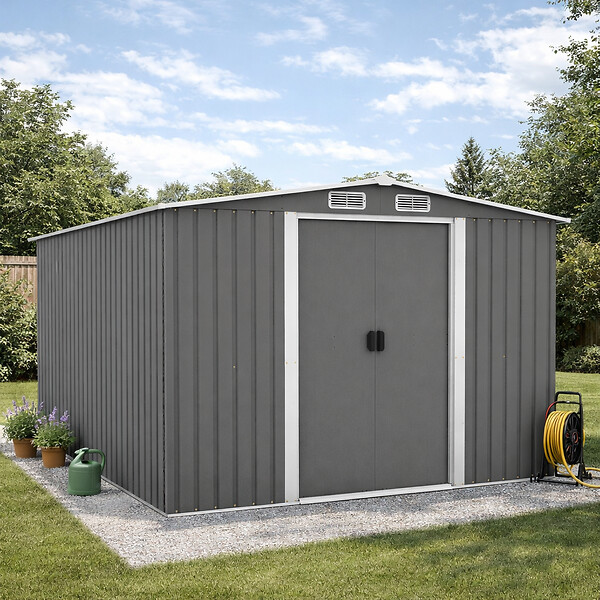 CONCEPT USINE - Abri de jardin en metal 8.08m2 Gris JURA - large