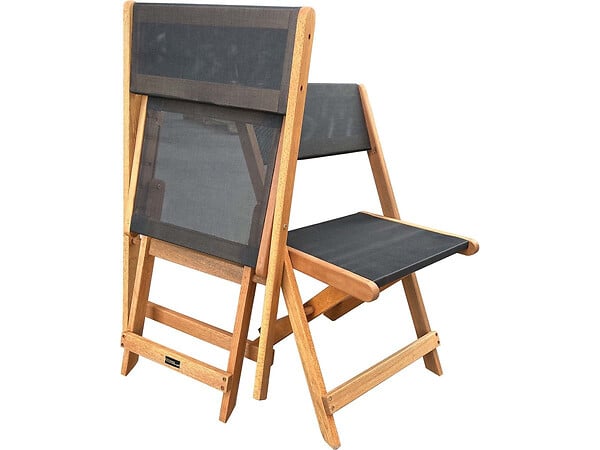HABITAT ET JARDIN - Chaise pliante en bois exotique "Seoul" - Maple - Noir - Lot de 2 - large