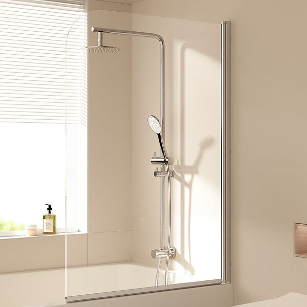 EMKE - Pare-Baignoire EMKE en Verre Sécurit 6 mm - Paroi de Douche Nano Anti-Tache 90 x 140 cm, Installation Facile - large