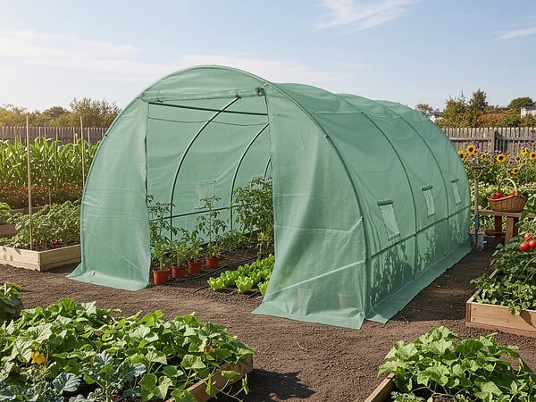 HABITAT ET JARDIN - Bâche pour serre tunnel de jardin "Lys" - 12 m² - 130g - Vert - large