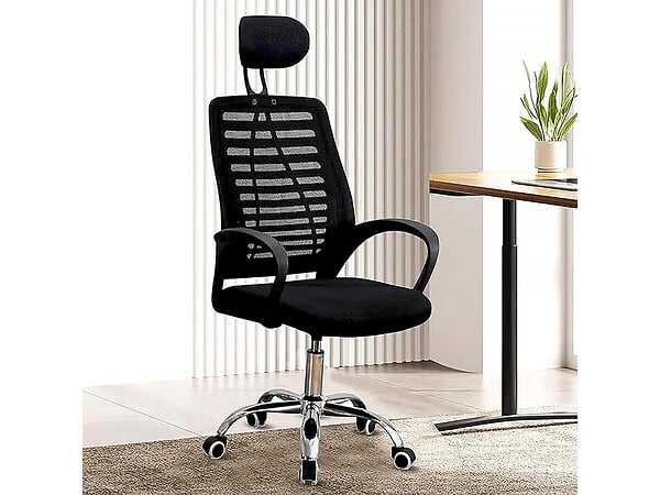HABITAT ET JARDIN - Chaise de bureau ergonomique réglable en hauteur avec appuie tête "Sébastien" - Noir - large