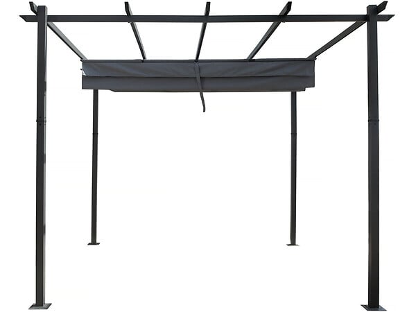 HABITAT ET JARDIN - Pergola en aluminium avec toit rétractable - 3 x 3 m - Gris - large