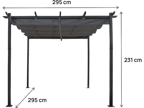 HABITAT ET JARDIN - Pergola en aluminium avec toit rétractable - 3 x 3 m - Gris - large