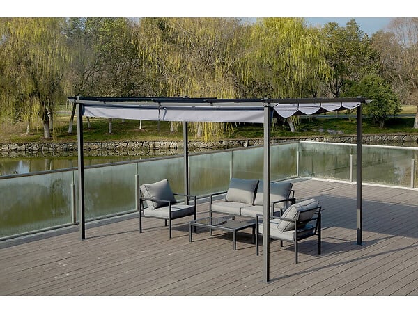 HABITAT ET JARDIN - Pergola en aluminium avec toit rétractable - 3 x 4 m - Gris anthracite - large