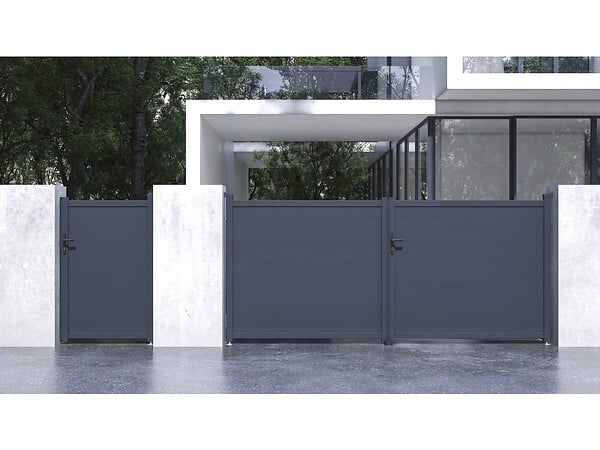 HABITAT ET JARDIN - Pack portail + portillon "Marc" - Gris - large