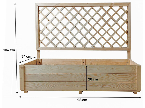 HABITAT ET JARDIN - Jardinière en bois "Orpin" avec treillis - 98 x 34 x 104 cm - large
