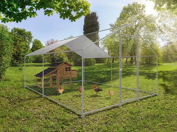 HABITAT ET JARDIN - Enclos à poules 9 m² parc grillagé 3 x 3 x 2 M acier galvanisé - large