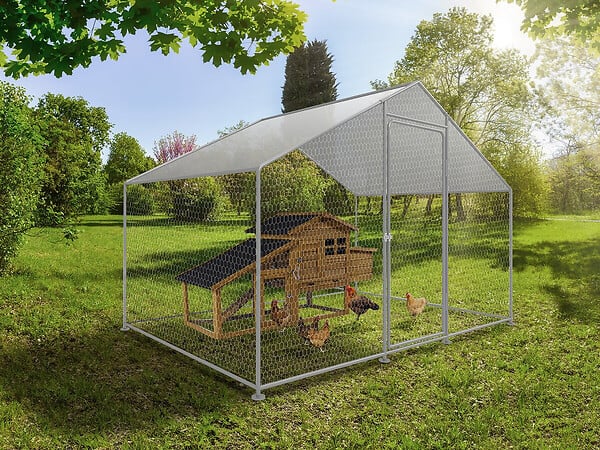 HABITAT ET JARDIN - Enclos à poules 6 m² parc grillagé 2 x 3 x 2 M acier galvanisé - large