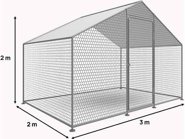 HABITAT ET JARDIN - Enclos à poules 6 m² parc grillagé 2 x 3 x 2 M acier galvanisé - large