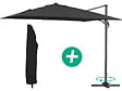 HABITAT ET JARDIN - Parasol jardin déporté Alu "Sun 3" - Carré - 3 x 3 m - Noir + housse de protection - vignette
