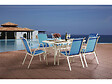 HABITAT ET JARDIN - Table et chaises de jardin en textilène "Cordoba" - Phoenix - 6 places - Bleu - vignette