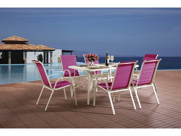 HABITAT ET JARDIN - Table et chaises de jardin en textilène "Cordoba" - Phoenix - 6 places - Fuschia - large