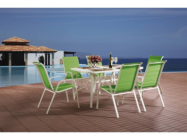 HABITAT ET JARDIN - Table et chaises de jardin en textilène "Cordoba" - Phoenix - 6 places - Vert - large