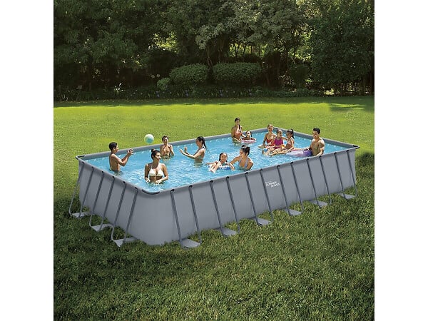 HABITAT ET JARDIN - Piscine tubulaire grise - "LUDO 5" - 7.32 x 3.66 x 1.32 m - sans filtration - large