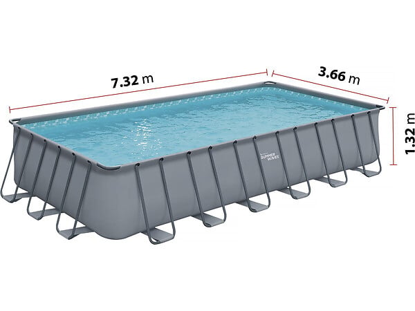 HABITAT ET JARDIN - Piscine tubulaire grise - "LUDO 5" - 7.32 x 3.66 x 1.32 m - sans filtration - large