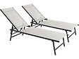 HABITAT ET JARDIN - Lot de 2 bains de soleil en métal "Sublima" - 180 x 54 x 104 cm - Beige - vignette