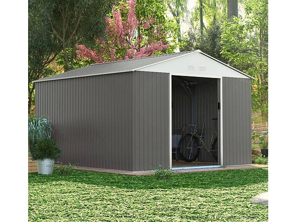 HABITAT ET JARDIN - Abri de jardin métal "Dallas" - 12.99 m² - Taupe - large
