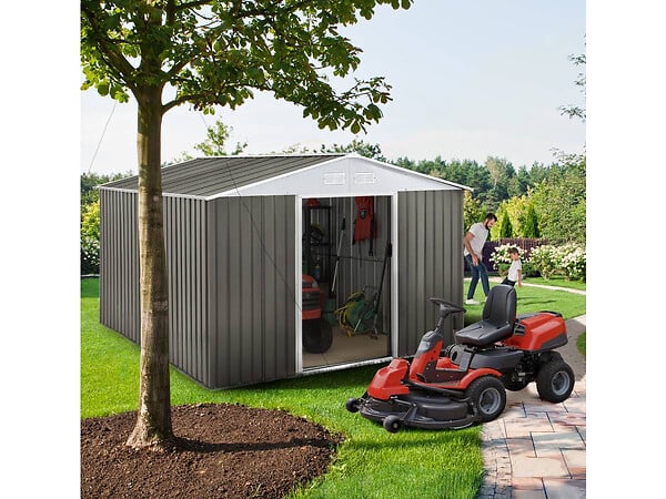 HABITAT ET JARDIN - Abri jardin métal "Dallas" - 8,84 m² - Taupe - large