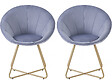 HABITAT ET JARDIN - Lot de 2 chaises de la salle a manger en velours "Rosalie" - Gris - vignette