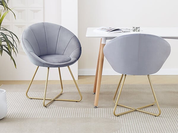 HABITAT ET JARDIN - Lot de 2 chaises de la salle a manger en velours "Rosalie" - Gris - large