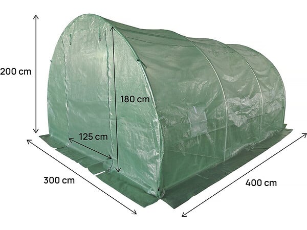 HABITAT ET JARDIN - Serre tunelle de jardin 4 x 3 m "Lys" - 12 m² - 140g - Vert - large