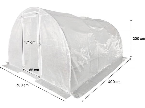 HABITAT ET JARDIN - Serre tunelle de jardin avec porte 4 x 3 m "Mimosa" - 12 m² - 180g - Blanc - large