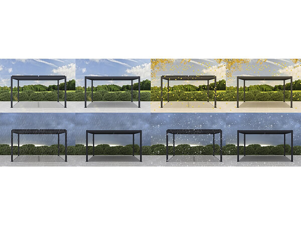 HABITAT ET JARDIN - Pergola bioclimatique motorisé avec led "Windsor" en aluminium 3 x 4 - Gris - large