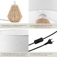 TECTAKE - Lampe de chevet LIGNEA LUX en jute au style bohème 60W marron naturel - vignette