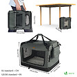 VOUNOT - Sac transport pliable chien chat caisse cage portable 50x35x36cm gris - vignette