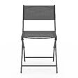 ID MARKET - Lot de 6 chaises de jardin pliantes BASTIA métal et textilène gris anthracite - vignette