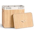 VOUNOT - Panier a linge en bambou rectangulaire triple compartiments avec couvercle 150L - vignette