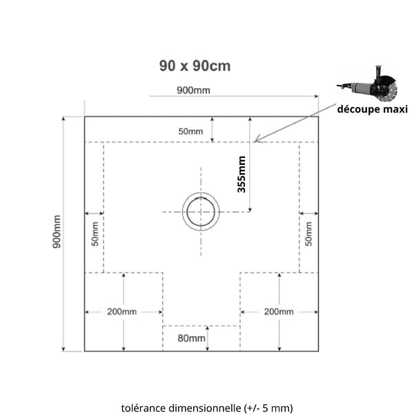 PLANETE BAIN - Receveur de douche extra plat à poser 90x90 Design reflet ardoisé Noir - large